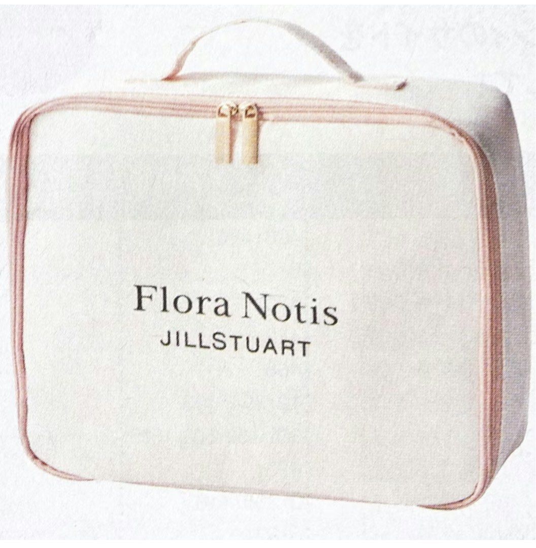 Flora Notis JillStuart Organizer Cosmetic bag (Category: Luxury Bags & Wallets) located in Davao. Submitted by favoritepreloved (Listing ID 1373742895, Image 3). Description: Fixed Price 20cm x 25cm x 7.5cm Made in Japan Light peach pink color.