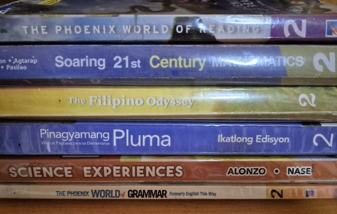 Grade 2 books (Category: Textbooks) located in Manila. Submitted by jimtonline1206 (Listing ID 1373635963, Image 1). Description: Grade 2 books Used Price is per book PHOENIX WORLD OF READING SOARING 21ST CENTURY MATH THE FILIPINO ODYSSEY PINAGYAMANG PLUMA SCIENCE EXPERIENCES THE PHOENIX WORLD OF GRAMMAR.