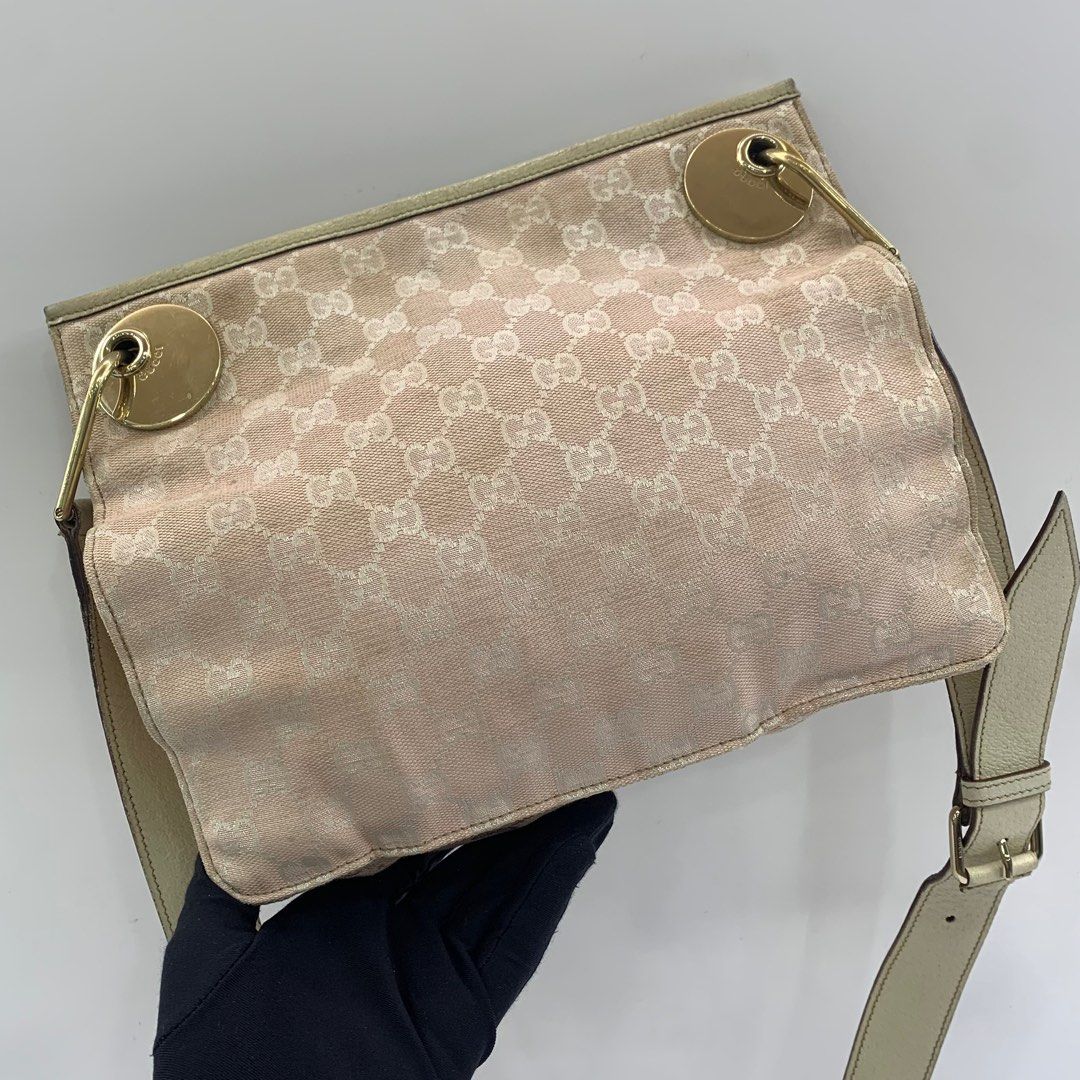 GUCCI 120841 GG CANVAS PINK SHOULDER BAG 247049824 :, Luxury, Bags ...