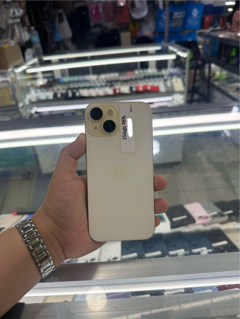 Iphone 15 256gb 98% batt FU NTC (Category: iPhone 15 Series) located in San Juan City. Submitted by javedsgadgetshop (Listing ID 1373596451, Image 1). Description: INSTALLMENT OPTIONS : SPAY LATER / GGIVES / CREDIT CARD! WE BUY AND SELL SO PWEDE MAGBINTA OR SWAP ! Quick Specs : Iphone 15 •256gb •NTC Variant •98% batt health •Factory Unlock •95% Smoothness •No hidden issue | No Repaired •100% Authentic | Not Refurbished •w/ OEM Charger & store war