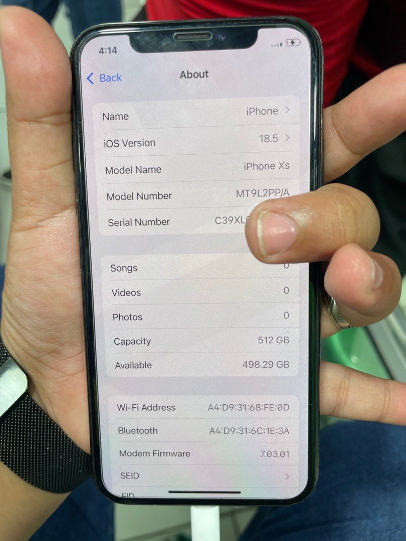 iPhone Xs 512gb (Category: iPhone X Series) located in San Juan City. Submitted by wainefreygadgetshop (Listing ID 1373687839, Image 2). Description: iPhone Xs 512gb (F.U) ALL GOODS AT WORKING MAY FACE I.D MAY TRUE TONE 100% SMOOTH 100% BATTERY HEALTH NO HIDDEN ISSUE UNLI RESET Test to sawa bago bayaran SEARCH NYO NALANG FULL SPECS BAWAL SA MAARTE NOTE* PINALITAN NANG BATTERY KASI SERVICE NA KAYA MURA. MAGBASA KA MUNA BAGO KA MAG REACT ! Buy at y