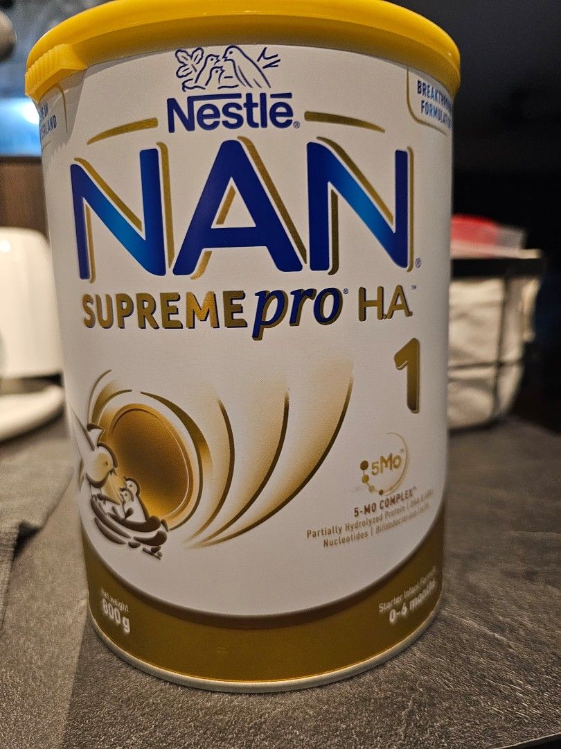 Nan Supreme Pro HA1 (Category: Breastfeeding & Bottle Feeding) located in Singapore. Submitted by purpleplane25 (Listing ID 1373757425, Image 1). Description: Selling as I have managed to boost up my milk supply after mastitis. Brand new and sealed. Bought from NTUC at $72.80.