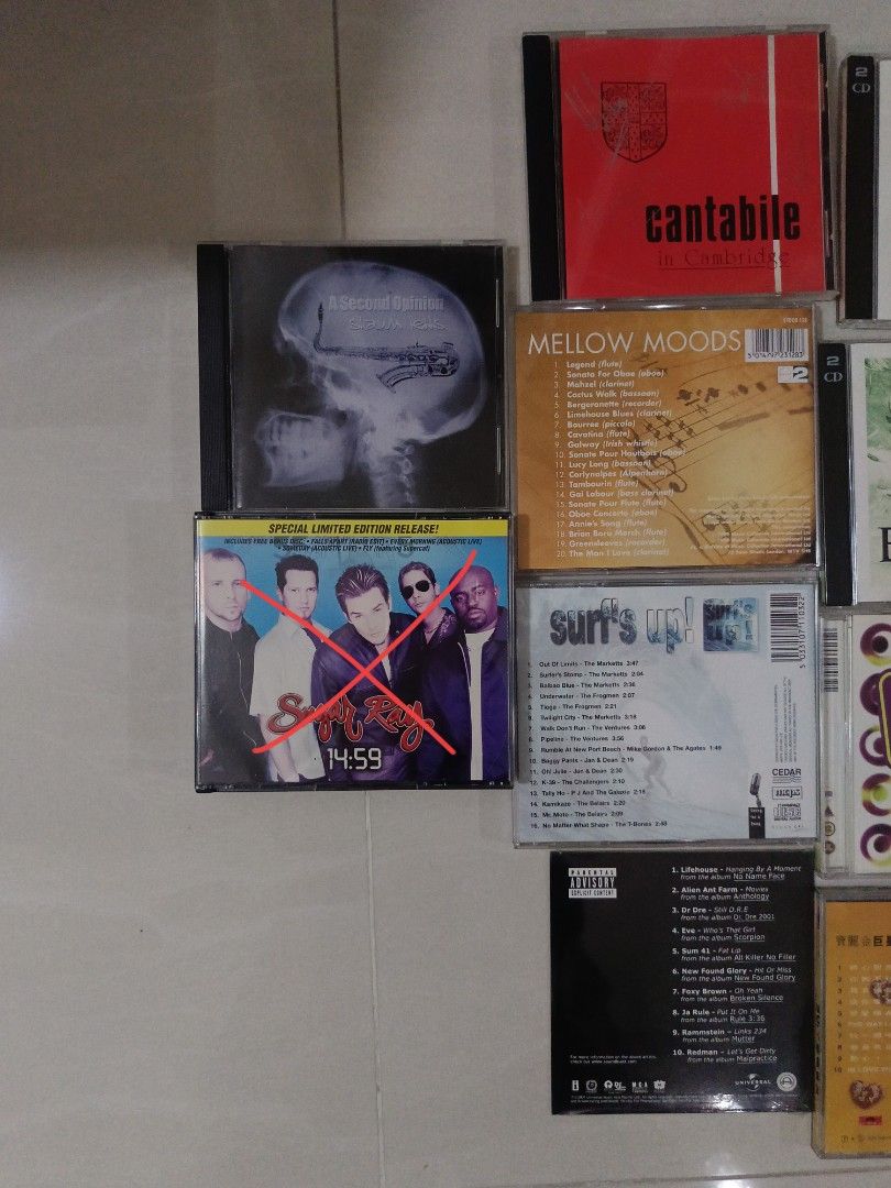 Random CDs (Category: CDs & DVDs) located in Singapore. Submitted by tyt05 (Listing ID 1373214841, Image 9). Description: $5 per CD. Some of them are brand new with packaging. PM for more pictures..
