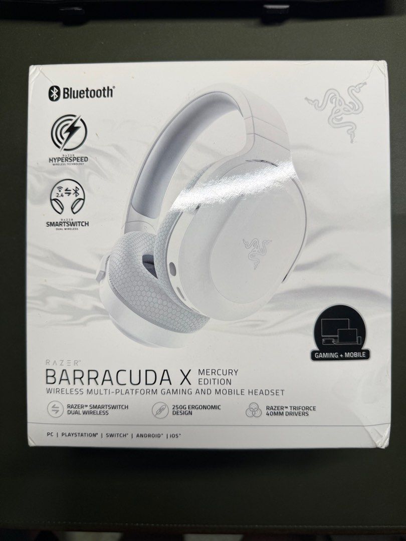 Razer Barracuda X Gaming Headset (Category: Headphones & Headsets) located in Singapore. Submitted by nightgreen (Listing ID 1373578114, Image 1). Description: Used twice and kept in storage ever since As good as new The protector on the headphone is still intact - refer to last pic on the listing.