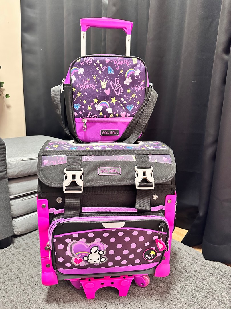 Robby Rabbit Princess Heart Small House-Type Trolley Bag (Purple, Black ...