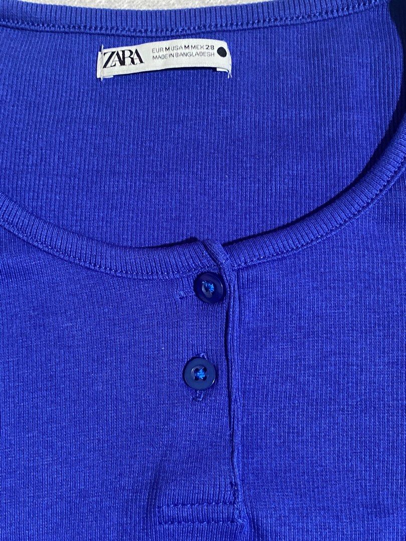 Royal Blue Zara Cropped Top (Category: Shirts) located in Meycauayan. Submitted by _jodieeee (Listing ID 1373592257, Image 3). Description: Brand new :) Fits XS to S. Please see photos for the dimes.