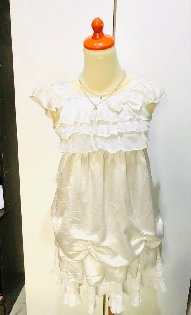 sawako polkadot coquette white dress kawaii vintage dress shoujo