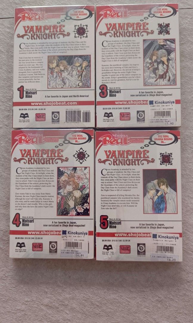 Vampire Knight Manga (Category: Comics & Manga) located in Manila. Submitted by venus_se (Listing ID 1373617127, Image 2). Description: Volume 1,3,4 and 5 Price: 480 each Please read before messaging: On-hand item, we do accept installment payments (payable at least 3-4 months). 30% downpayment is needed to before the installment payment rolls. Once the payment is complete the manga can be picked up from my place. MOD: You can book Grab, Lalamove