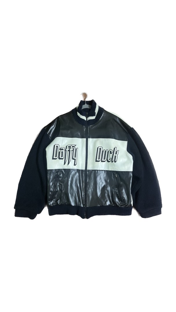 Pull Vintage Castelbajac Années 90 - Maille Laine Avec Daffy Duck - Rouge, Taille M
