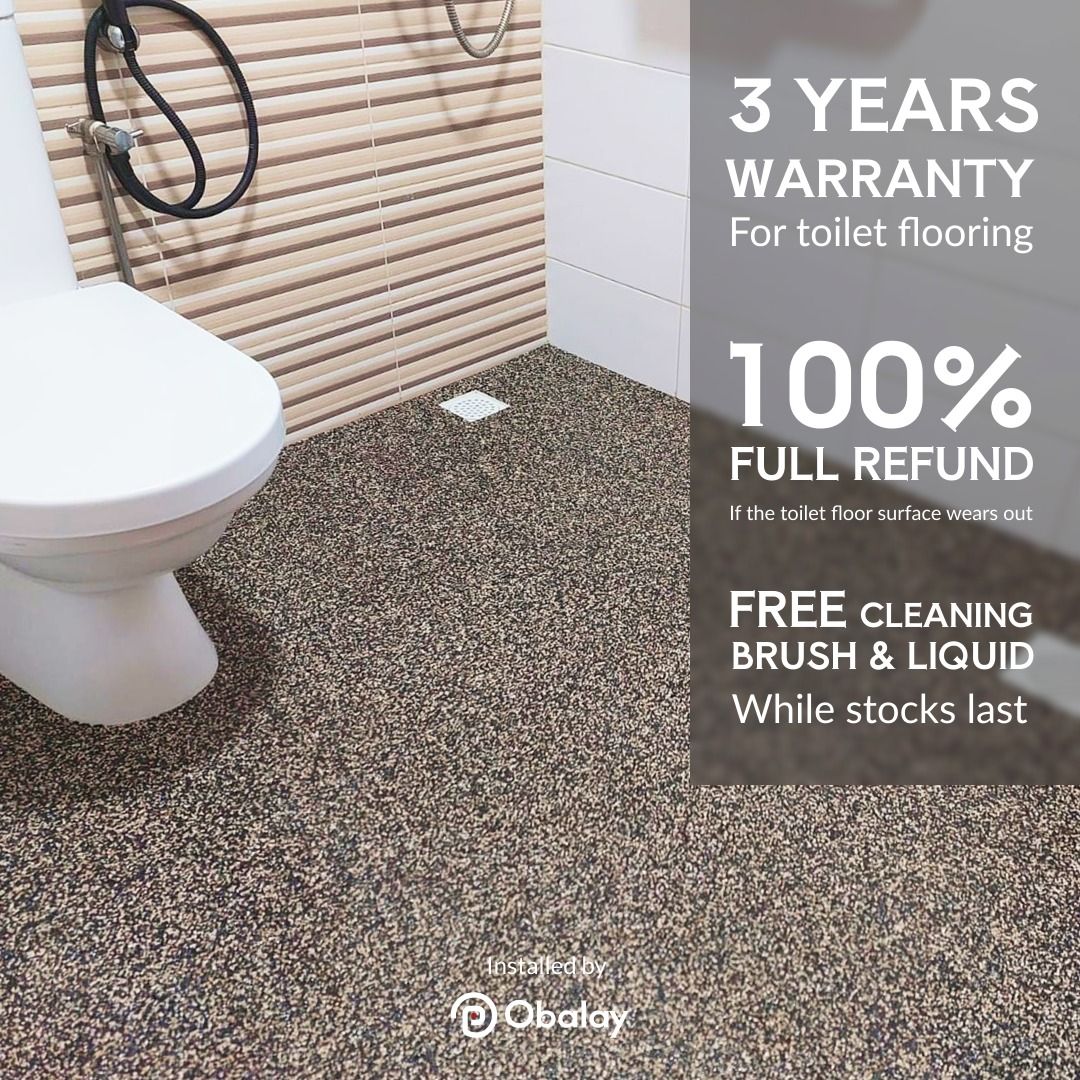 ✨ LIFETIME GUARANTEE: 100% Full Refund✨ Anti Slip Toilet Floor Overlays built to NEVER Wear Out! | Anti-Slip Epoxy Pebble Toilet Floor | Safe for Elderly, Pregnant, Pets | HDB BTO Condo Reno Deal628630760967691114