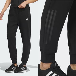 大碼黑色Adidas阿迪達斯女休閒長褲運動訓練褲束腳長褲 IS4941 後有褲袋 Large size black Adidas women's casual trousers sports training trousers cuff trousers IS4941 with back pockets64198417004033110