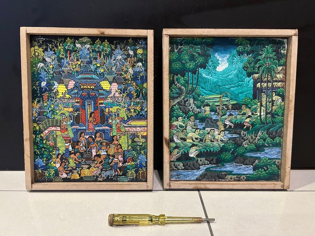 Artwork (Category: Frames & Pictures) located in Kuala Lumpur. Submitted by johananda38857 (Listing ID 1373779821, Image 1). Description: Original balinese painting sold in pair. Refer test pen for reference Cute colorful, acrylic Cod putrajaya.