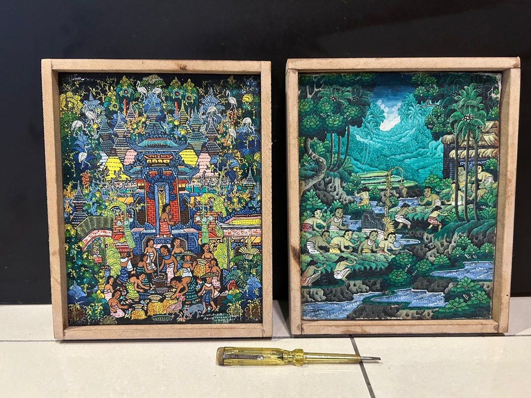 Artwork (Category: Frames & Pictures) located in Kuala Lumpur. Submitted by johananda38857 (Listing ID 1373779821, Image 2). Description: Original balinese painting sold in pair. Refer test pen for reference Cute colorful, acrylic Cod putrajaya.