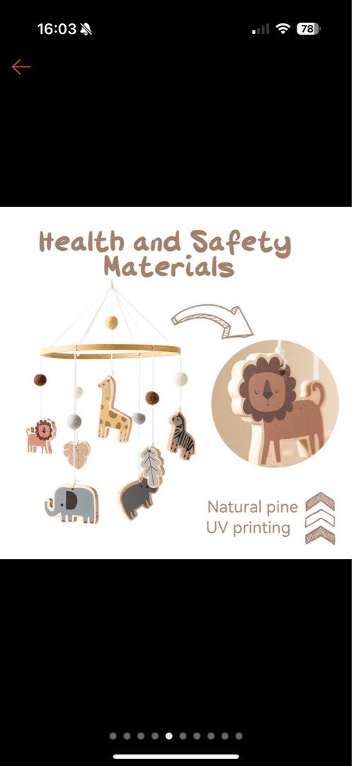 Baby hanging crib toy wooden (Category: Cots & Cribs) located in Singapore. Submitted by ladypho (Listing ID 1373921060, Image 1). Description: Baby outgrown hence selling wooden crib hanging mobile. Self collect at Tampines or add $5 for mailing or arrange your own delivery..
