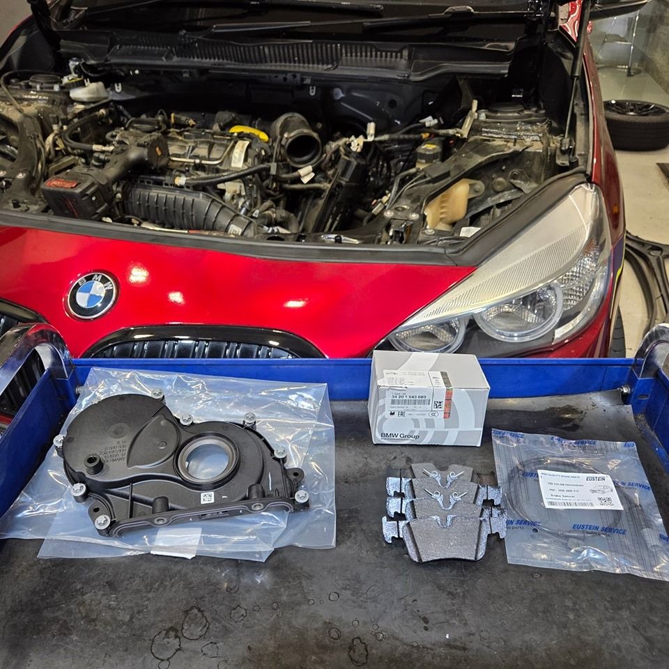 BMW F46 216i Servicing Using Motul X-Clean 8100 5W40 Engine Oil With Oil Filter, Change Original Timing Cover, Change Original Engine Mounting, Gearbox Mounting, Change Rear Original Brake Pad, Brake Sensor & Do Gearbox Adaptation (Category: Car Workshops & Services) located in Singapore. Submitted by DautoAccess (Listing ID 1373799121, Image 3). Description: BMW F46 216i Servicing Using Motul X-Clean 8100 5W40 Engine Oil With Oil Filter, Change 