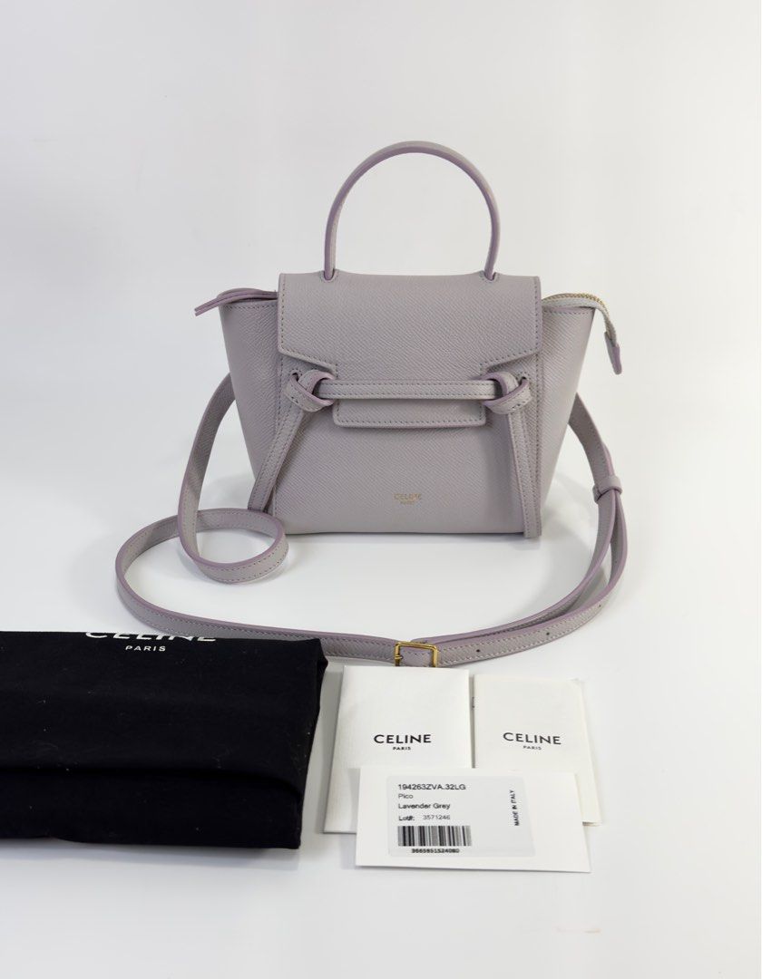 Celine Pico (Category: Luxury Bags & Wallets) located in Manila. Submitted by luxuryprelovedbagsby_by_agnes (Listing ID 1373792906, Image 1). Description: No low baller please!! Celine•in•Pico Gray lavender In very good condition 74k only 125k retail price Size: 20*24*9cm; strap: 8/53cm Iphone promax can fit inside 🌸🌸🌸🌸 Accepting credit card payments Safe and contactless payment up to 36 months! Pay conveniently online . We offer you a safe a