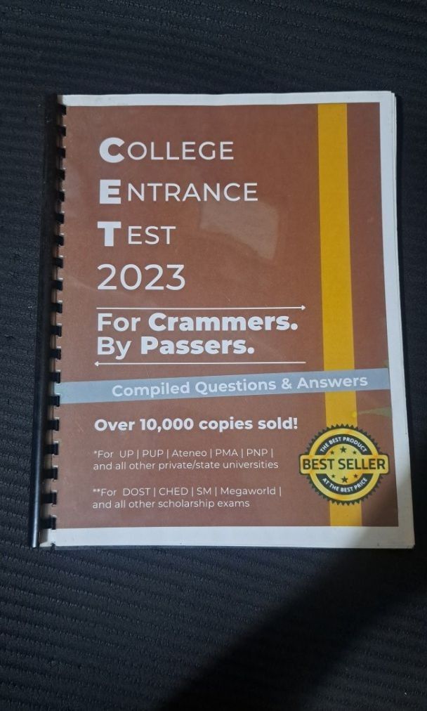 CET: College Entrance Test 2023 (Category: Textbooks) located in Caloocan City. Submitted by christine123623 (Listing ID 1373913568, Image 2). Description: 50Php each Get both for 80Php I used it only once for my entrance exam. There are no annotations on the pages and they are still both in good condition RFS: Decluttering and they are not needed anymore. Price is negotiable Buyer should shoulder the shipping/delivery fee Feel free to leave a me