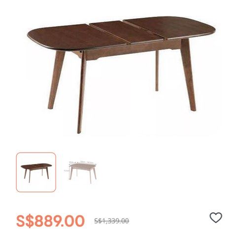 Extendable Solid Wood Dining Table (Category: Tables & Sets) located in Singapore. Submitted by asylumescapee (Listing ID 1373860908, Image 2). Description: 1.4-1.6m (after extension) Table only, self collect $400 Japandi style .