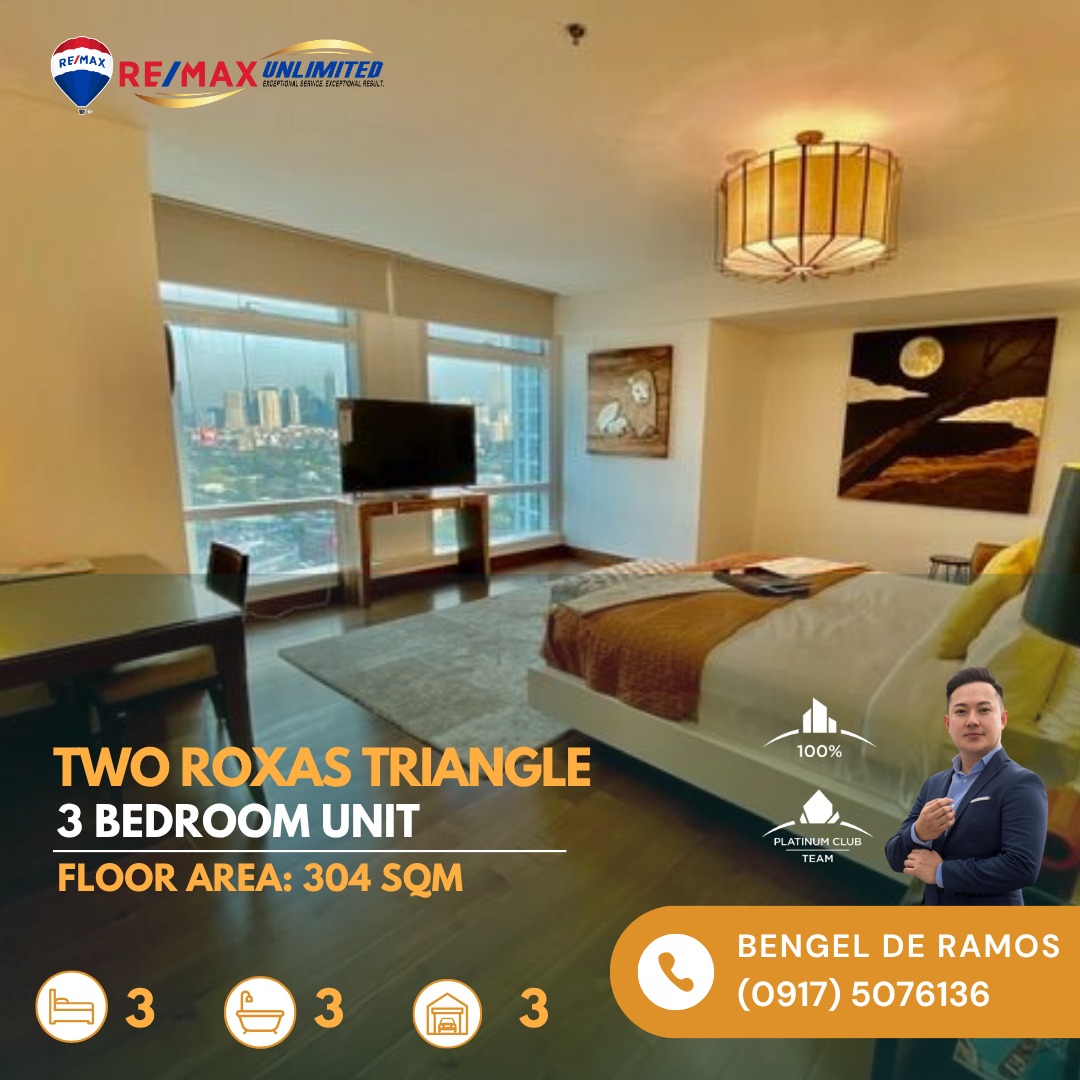 For Sale/ Lease | 3 Bedroom Unit at Two Roxas Triangle, Property, For ...
