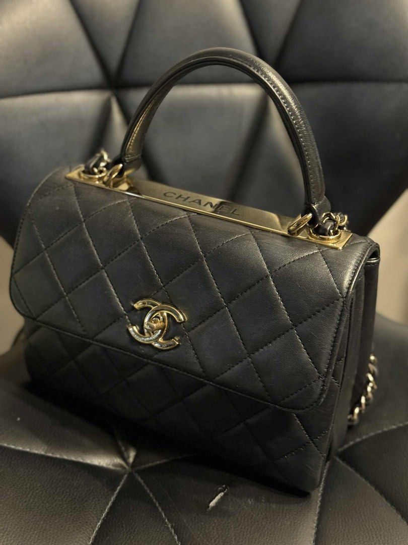 For sales channel bag lambskin (Category: Luxury Bags & Wallets) located in Manila. Submitted by 5hrwp5czdk43483 (Listing ID 1373936531, Image 2). Description: Flap bag with handle lamb skin , black Complete inclusion Paper bag, box, dust bag No receipt.