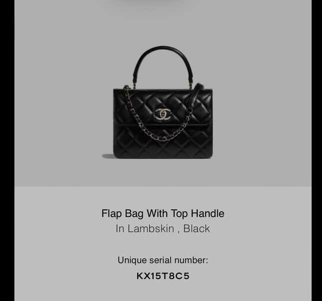 For sales channel bag lambskin (Category: Luxury Bags & Wallets) located in Manila. Submitted by 5hrwp5czdk43483 (Listing ID 1373936531, Image 3). Description: Flap bag with handle lamb skin , black Complete inclusion Paper bag, box, dust bag No receipt.