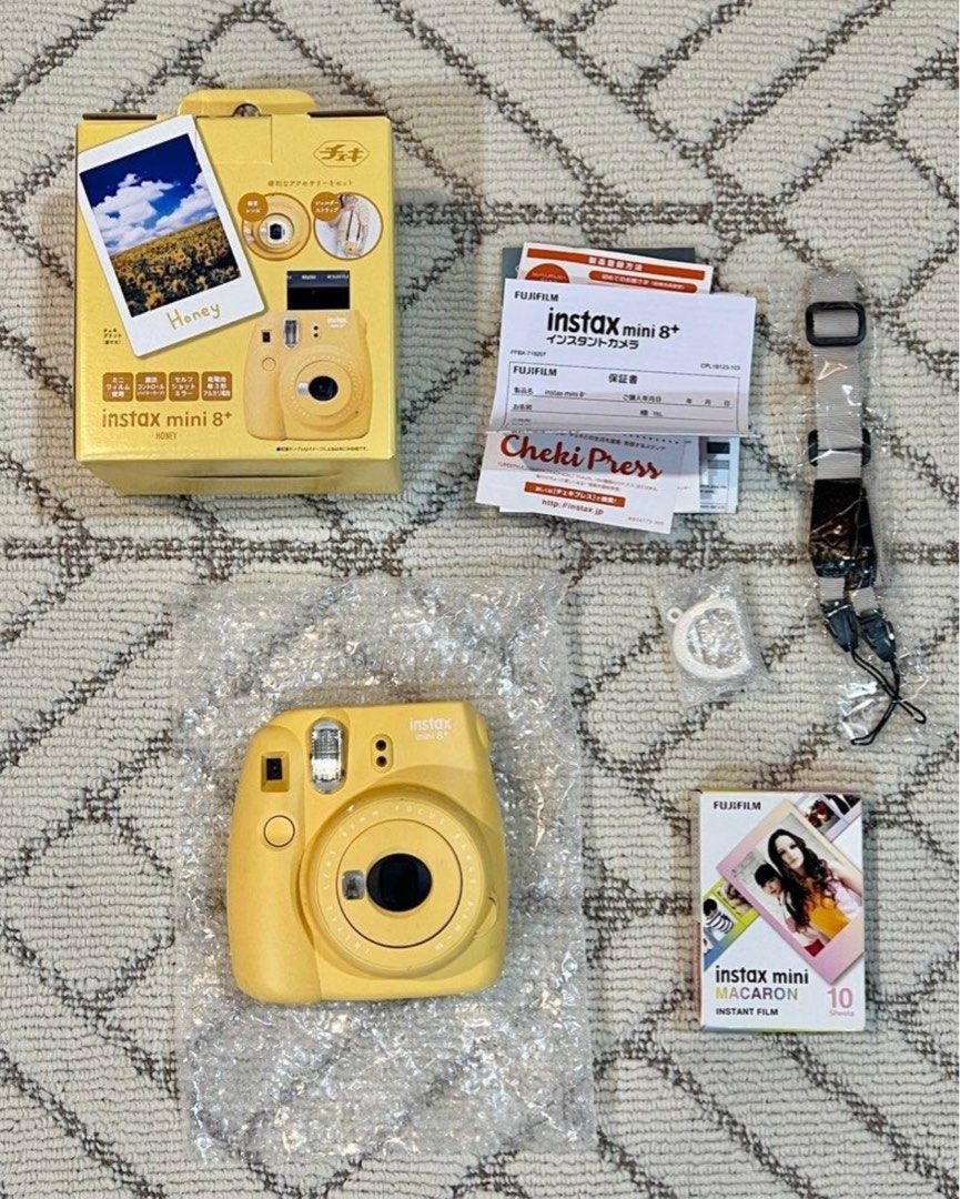 Fujifilm Instax Mini 8+ Yellow (Category: Cameras) located in San Juan City. Submitted by ccloset.cleanup (Listing ID 1373826550, Image 1). Description: -Pre-loved but in semi mint condition -Minor scratches/rubs. No defects. INCLUSIONS: -Original Box, Manual, and Strap -1 Instant Film (Expired - 11/2020) 🛵Mode of Delivery: Only Lalamove, Grab, or Angkas *Booking & Shipping fees, shouldered by the Buyer* 💰Mode of Payment: GCash or Bank Transfer