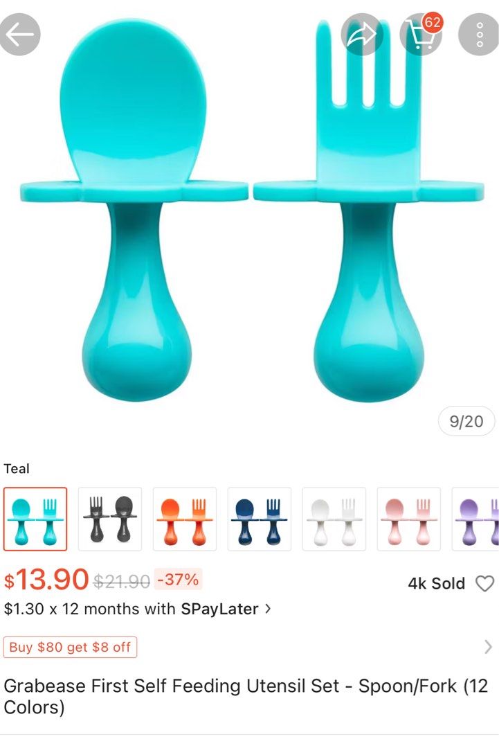 Grabease Self Feeding utensil (Category: Weaning & Toddler Feeding) located in Singapore. Submitted by nekopen (Listing ID 1373815669, Image 3). Description: Hardly used.
