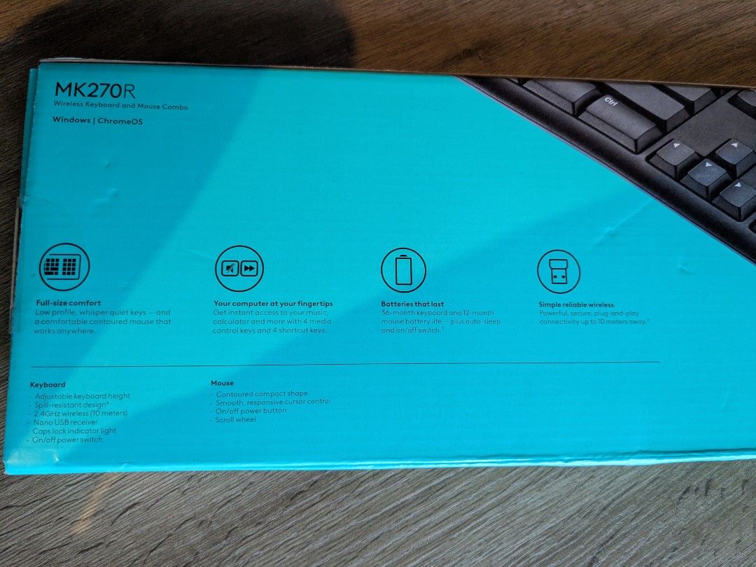 Keyboard & Mouse Combo - MK270K (Category: Computer Keyboard) located in Singapore. Submitted by not4fussypls (Listing ID 1373799352, Image 3). Description: Brand new, unsealed, full size key board and Bluetooth mouse, model MK270, please google for more information. Thanks.