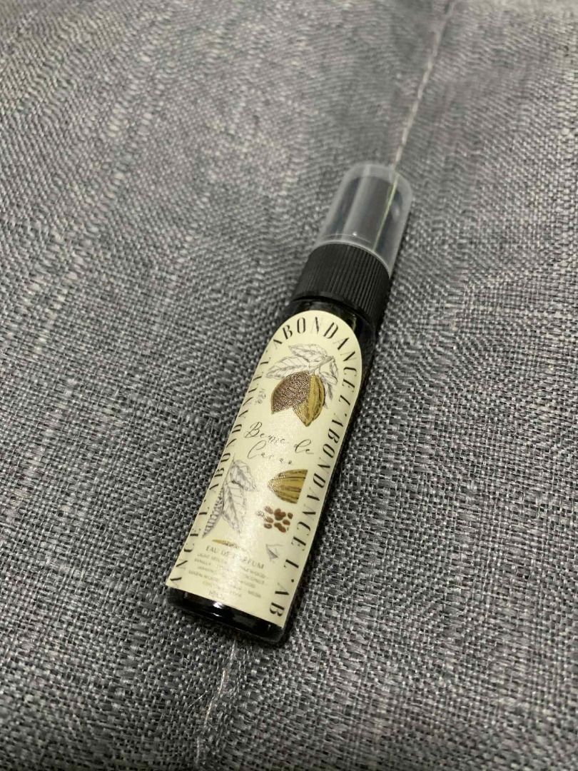 L'Abondance Beurre de Cacao EDP 10ml (Category: Fragrance & Deodorants) located in Quezon City. Submitted by idlip (Listing ID 1373784835, Image 1). Description: 10 ml, legit EDP from L'Abondance, an local fragrance maker. Bought just this May 2025 from the SH orange app and only sampled. Their own formulation (see scent breakdown in last image) of listing. No box unfortunately, but will wrap it up nice and safe for you. :) At full price, will al