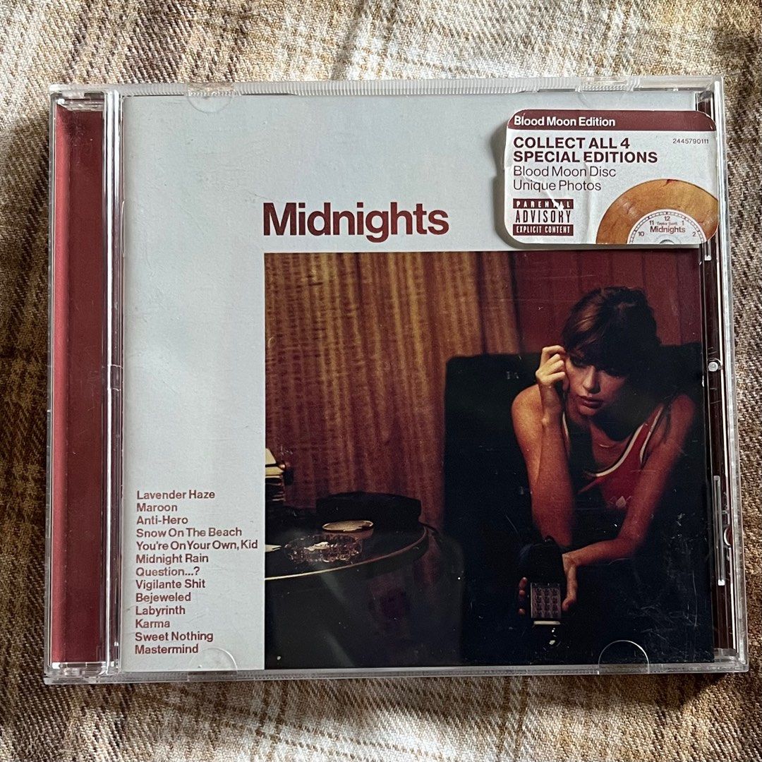Taylor Swift - Midnights (Blood Moon) (Category: CDs & DVDs) located in Manila. Submitted by swiftiegoodies (Listing ID 1373816208, Image 1). Description: Midnights (Blood Moon) - Has some scratches on the case but the CD and booklet doesn’t have any issues. RFS: Decided to keep the signed Version instead. .