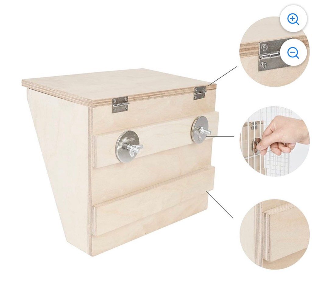 Rabbit Wooden Hay Rack/ Hay Feeder (Category: Homes & Other Pet Accessories) located in Singapore. Submitted by fmanyu (Listing ID 1373927284, Image 2). Description: Rack is able to stand on its own, or secured on walls of the cage. Dimension: 24.9cm X 16.1cm X 19.8cm (L x W x H) Material: Quality wood *Comes with stainless steel bolts to secure and easy to install (no screwdriver needed) Bought at RP $46.