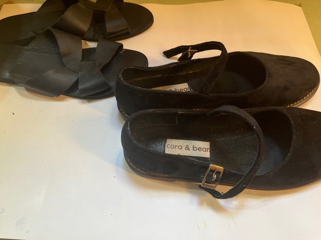 Renegade Folk and Cora&Bear (Category: Flats & Sandals) located in Pasig City. Submitted by michy.22 (Listing ID 1373773086, Image 3). Description: 2 for 2500+ SF Renegade Folk , leather, Black,size 10 (runs small) Cora&Bear, velvet, Black, size 9 (runs small) ‼️ Heavily used, with flaws, please manage expectations No COD, SCO Courier: Lalamove, LBC or you can book your own courier RSF: Doesn’t fit😞.