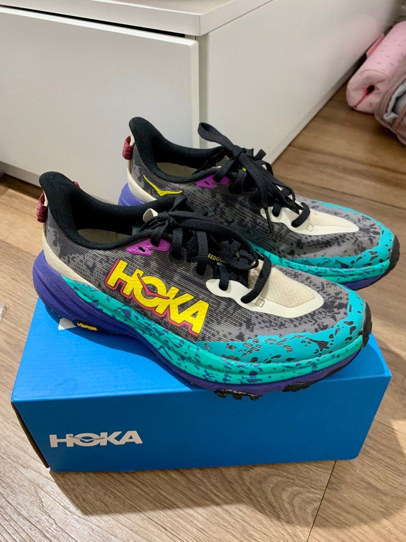 Hoka Speedgoat Women's Running Oatmeal Mountain Iris, Fesyen