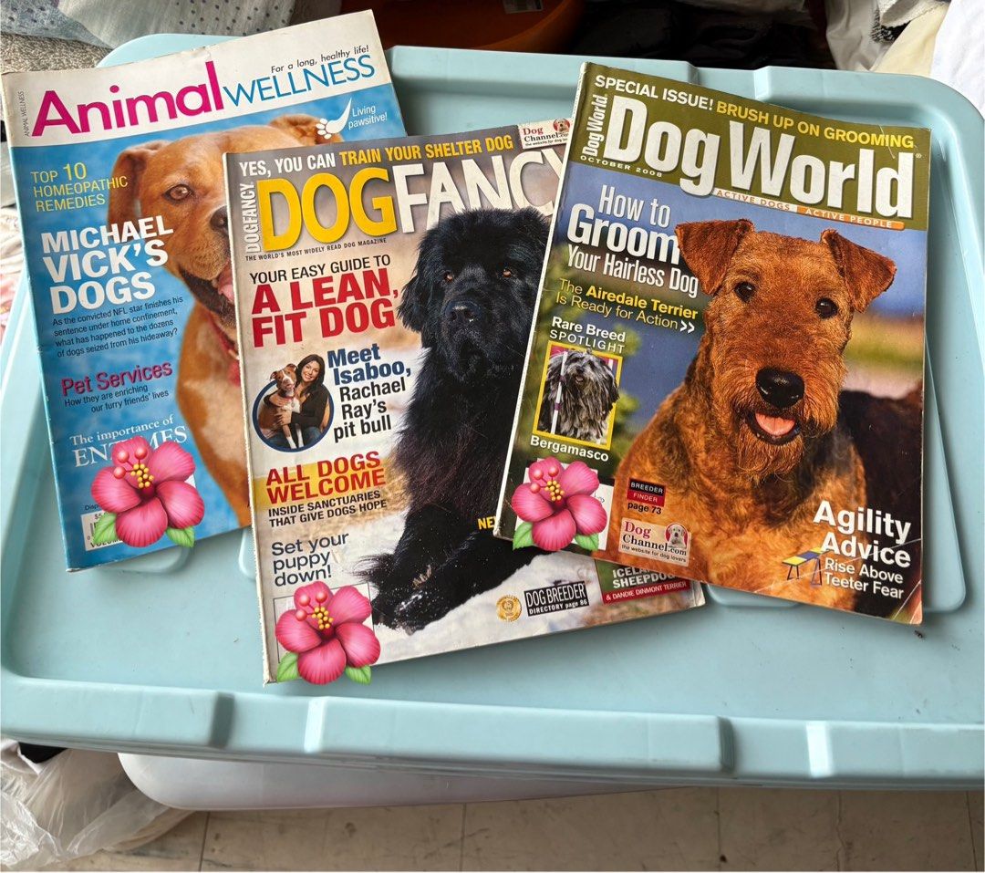 US Dog Magazines set (Category: Magazines) located in Quezon City. Submitted by meggys_treasures (Listing ID 1373884488, Image 1). Description: Old issue Dog Magazines collection (3 pcs) - Animal Wellness - Dog Fancy - Dog World.