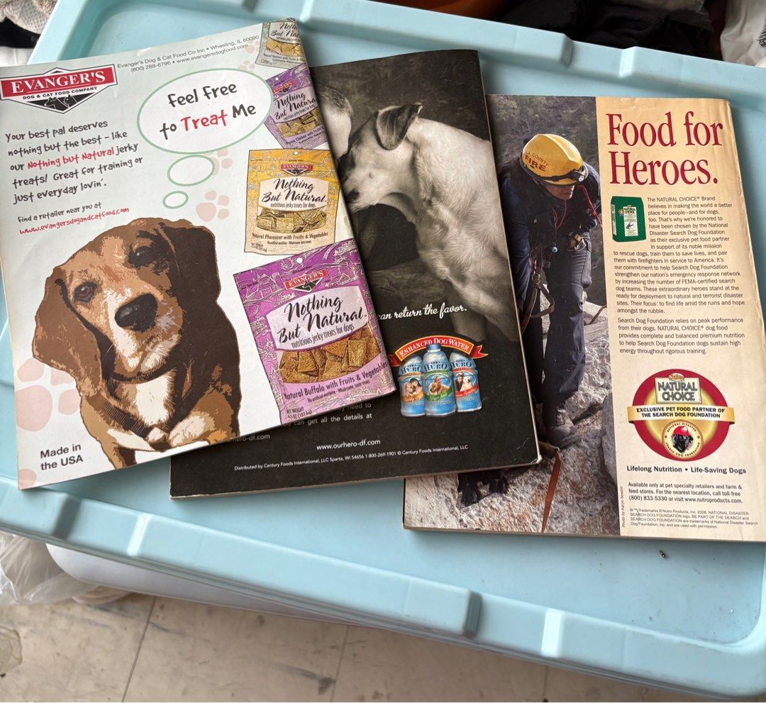 US Dog Magazines set (Category: Magazines) located in Quezon City. Submitted by meggys_treasures (Listing ID 1373884488, Image 2). Description: Old issue Dog Magazines collection (3 pcs) - Animal Wellness - Dog Fancy - Dog World.