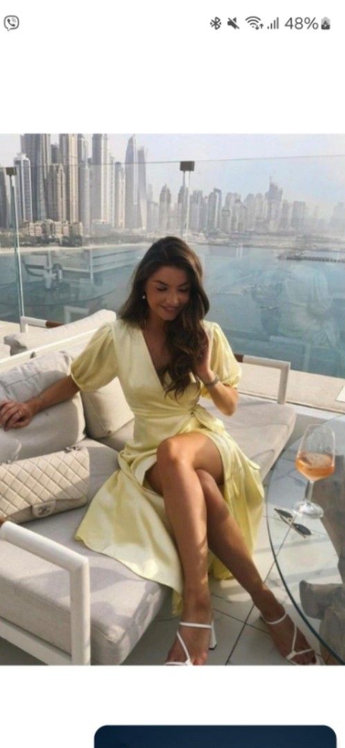 Zara silk yellow dress (Category: Dresses) located in Pasig City. Submitted by jc_declutters (Listing ID 1373802705, Image 3). Description: super pretty!.