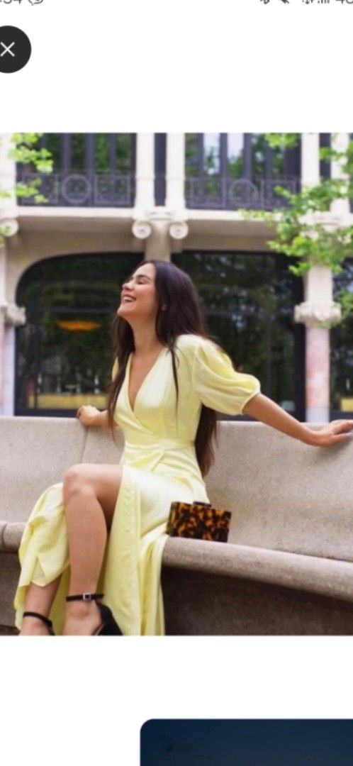 Zara silk yellow dress (Category: Dresses) located in Pasig City. Submitted by jc_declutters (Listing ID 1373802705, Image 1). Description: super pretty!.