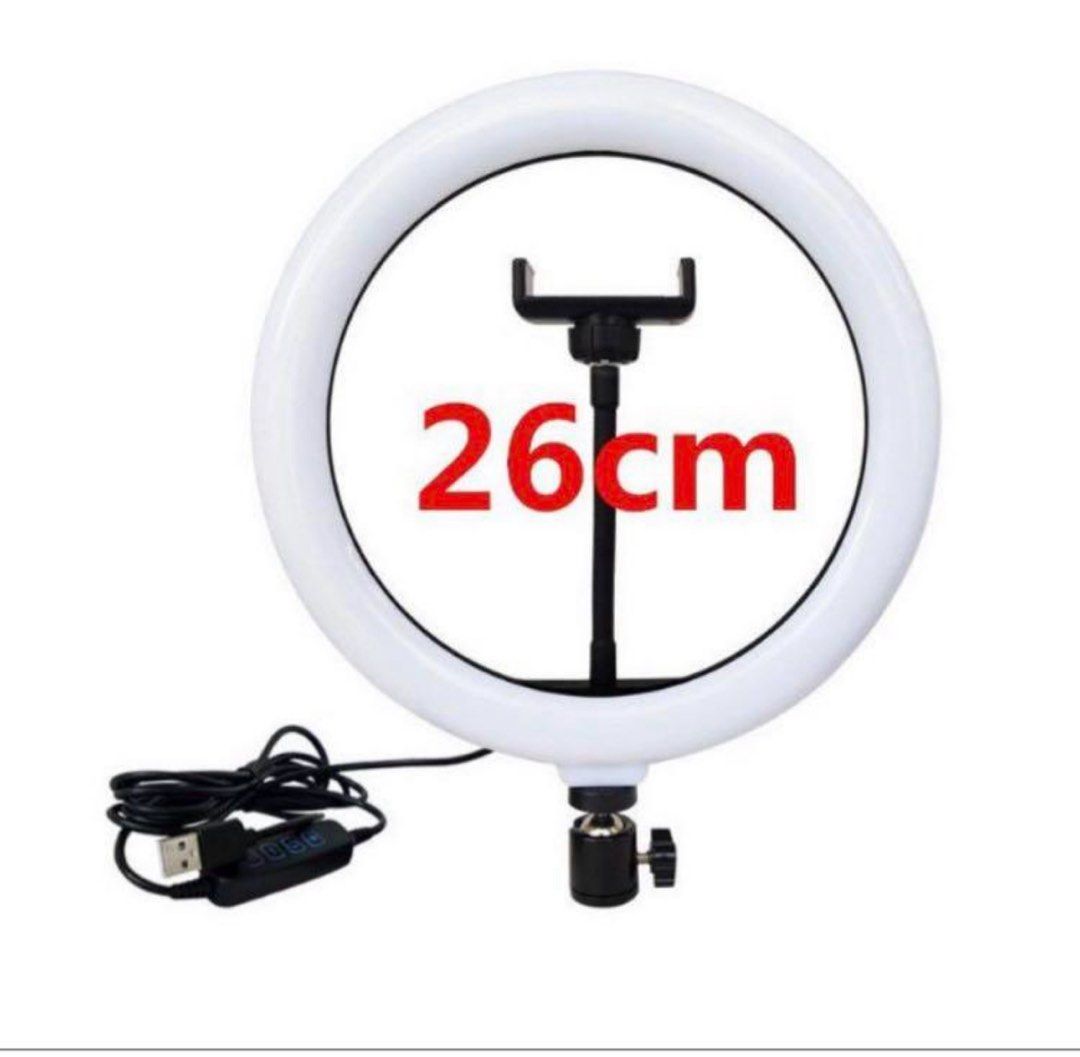 3 Mode LED Ring Light 26cm Selfie Light (for Live Streaming, Makeup, Tiktok, Youtube)Features (Category: Lighting & Studio Equipment) located in Singapore. Submitted by freddie68 (Listing ID 1378005798, Image 2). Description: 3 Mode LED Ring Light With Mini Tripod 26cm Selfie Light With Table Tripod (for Live Streaming, Makeup, Tiktok, Youtube)Features: 1.Brighter Softer Lighting: The Video Conference Lighting Kit Can Protect Your Eyes.this Compu