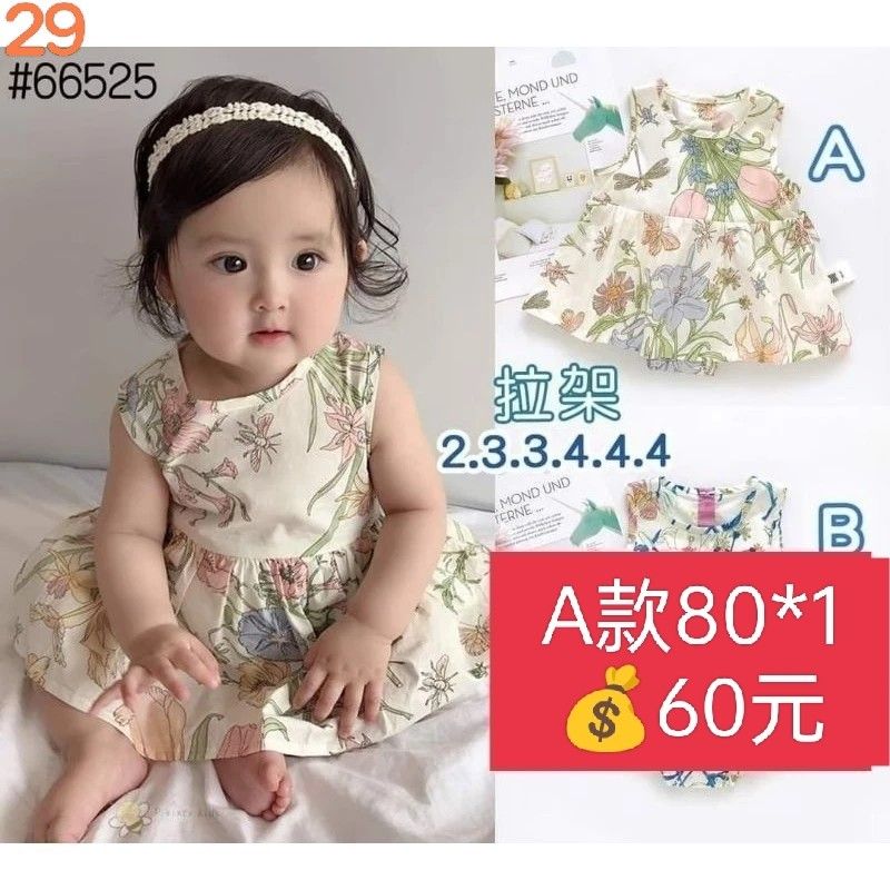 由 kiss333tw (刊登 ID 1378071019，圖片 1) 提交，位於 苗栗縣 (Miaoli) 的 無袖花朵包屁衣 (類別：嬰兒及兒童流行時尚)，說明：A款 尺寸 80*1。