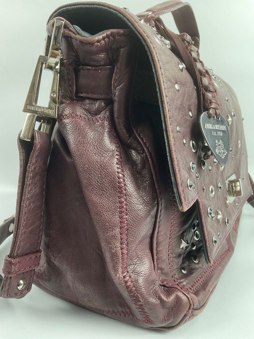Auth Zadig & Voltaire bag (Category: Luxury Bags & Wallets) located in Caloocan City. Submitted by siftedthriftedph (Listing ID 1378010497, Image 2). Description: Auth Zadig & Voltaire vintage bag Limited edition, super unique 🫶🏻 Made of soft lamb leather signs of use na rubs pero soft to the touch with orig price tag of ₱37k+++ Z&V studs everywhere L-12in x H-9in.
