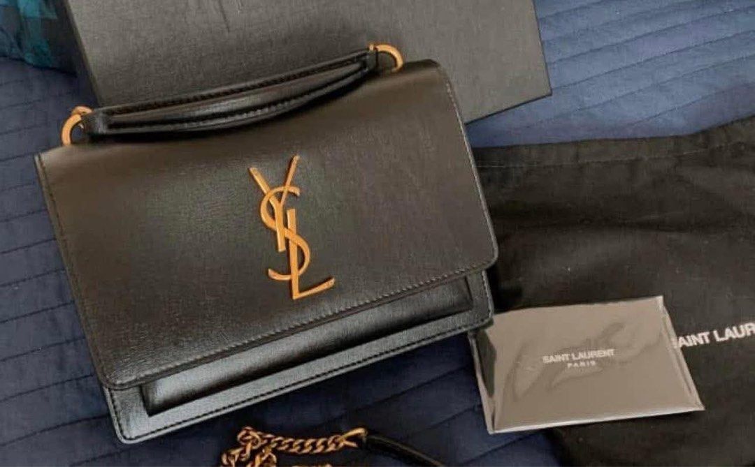 Authentic YsL Sunset Small (Category: Luxury Bags & Wallets) located in Quezon City. Submitted by jhaediah (Listing ID 1378096823, Image 2). Description: Small size With dustbag Booklet Receipt Box excellent condition free pbitbit korea code 61.