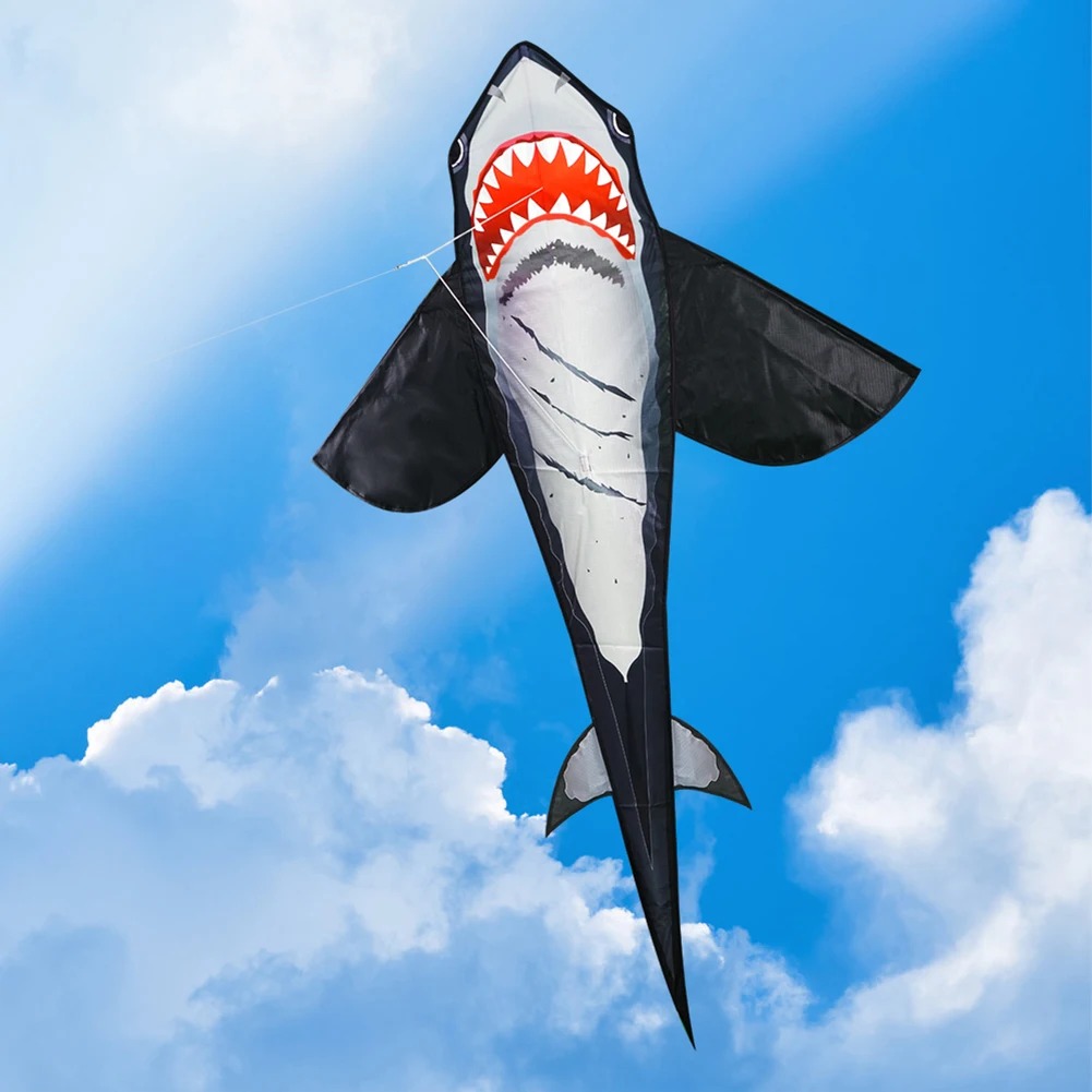 Big Shark Shaped Kite Easy To Fly Primary Stunt Kite with Wire Board ...