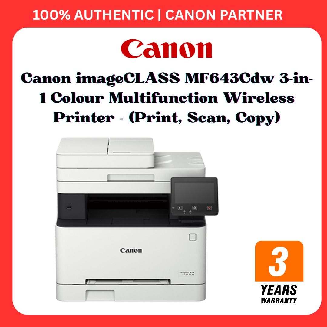 Canon imageCLASS MF643Cdw 3-in-1 Colour Multifunction Wireless Printer ...