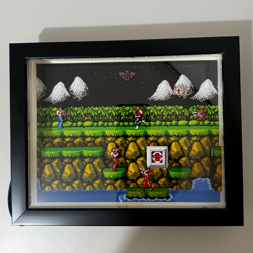 Contra Retro Game Shadow Box Video Gaming Video Games Nintendo on