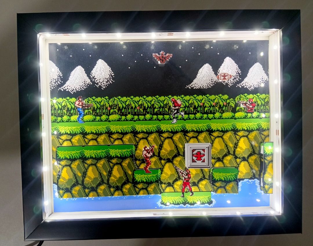 Contra Retro Game Shadow Box Video Gaming Video Games Nintendo on