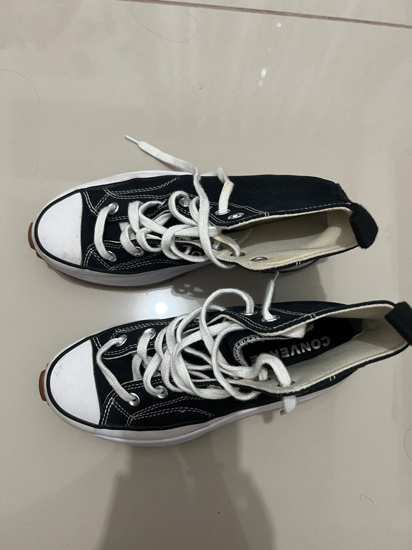 Converse Run Star Hike Hi Sneakers (Category: Sneakers) located in Dasmarinas. Submitted by jyraba (Listing ID 1378047058, Image 2). Description: Authentic Bought from Zalora for ₱5,154. Used 3-4 times only. Never washed/wet. Almost new. No flaws. Shoe ties just needed to be washed. Please see 2nd to the last photo for the exact size. .