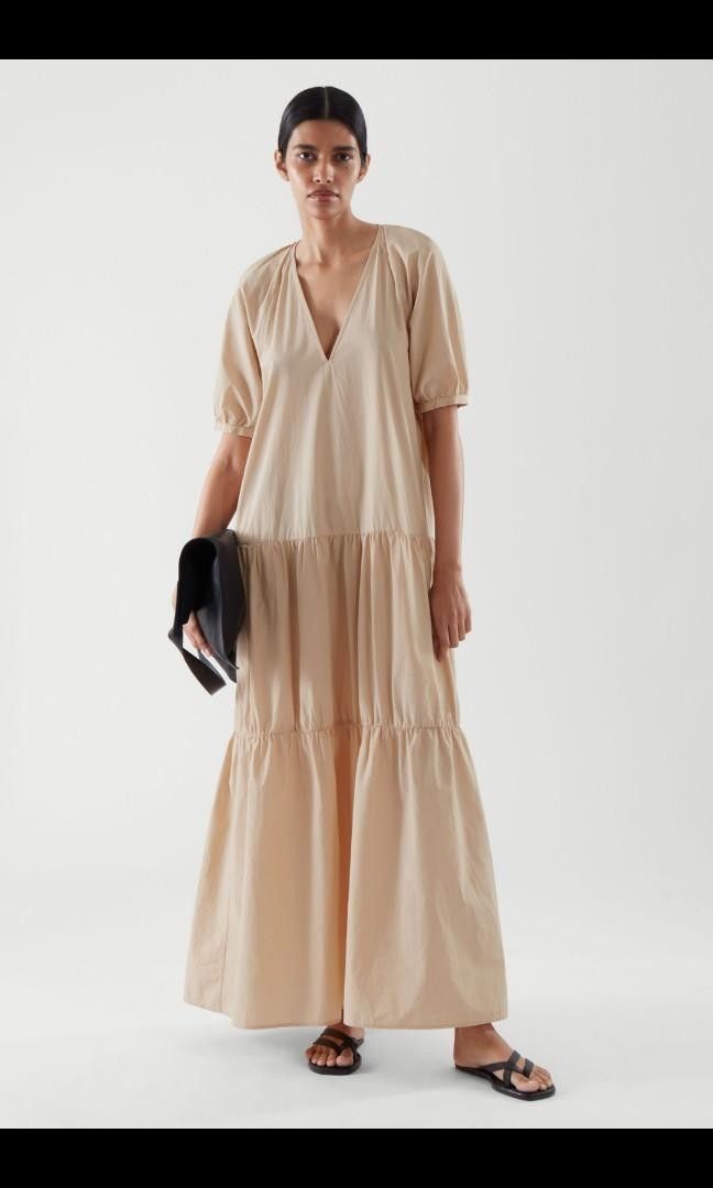 chinese dress ladies Tiered Maxi Dress M / Burnt Orange