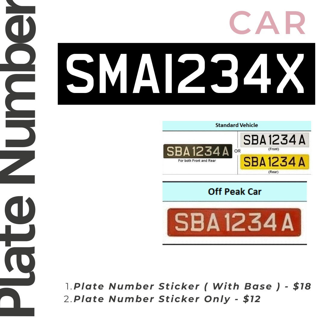 Custom Plate Number ( Sticker Only ) - Car, Car Accessories, Car Plates ...
