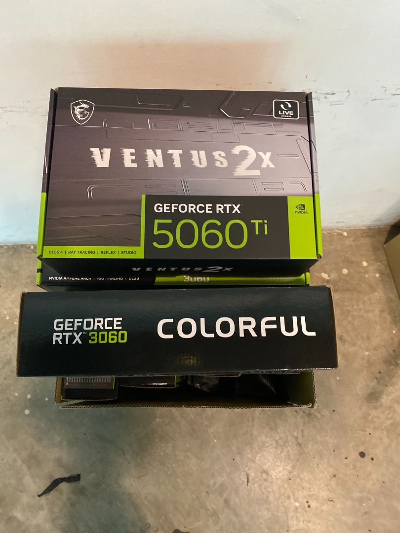 Geforce Empty Box (Category: Computer Parts) located in Petaling Jaya. Submitted by omens_studios_my (Listing ID 1377982191, Image 2). Description: This is EMPTY box for Geforce RTX. We have 11 units empty box for GEFORCE RTX 3060 & 1 unit for GEFORCE RTX 5060. Kindly reply us if you want to buy the boxes..