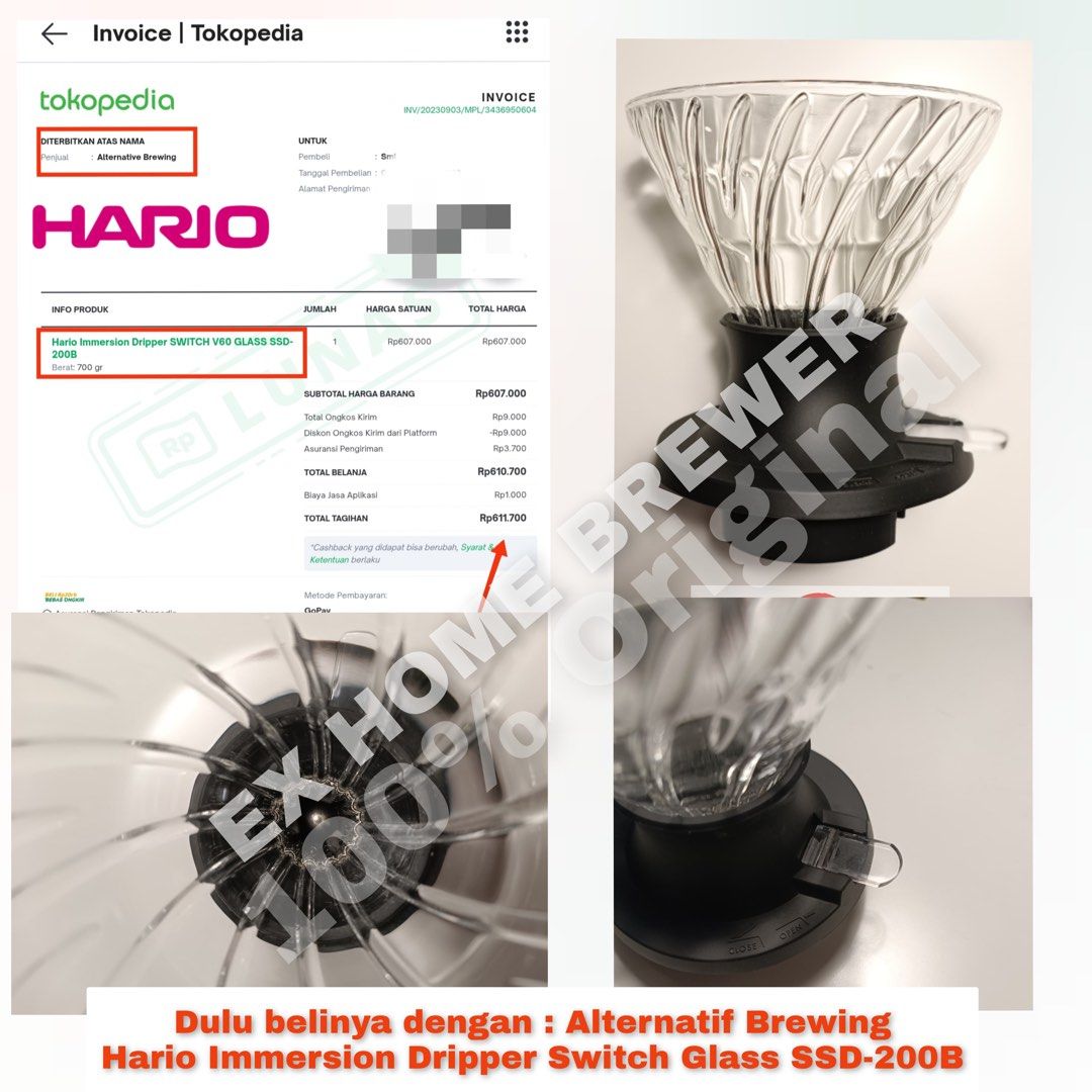 Hario Immersion Dripper Switch SSD-200B Ex Home Brewer ( used ), Serba ...